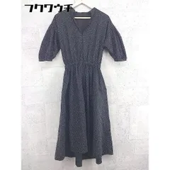 ◇ ◎ apart by lowrys ウエストリボン付き ドット 水玉 八分袖 ロング ワンピース サイズF ブラック レディース 【中古】 【1002802561382】