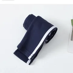 小熊のクローゼット　キッズ　女の子　ガールズ　ダブルラインレギンス　綿　紺色　通学通園　[120-150サイズ］送料無料