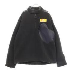 OFF-WHITE (オフホワイト) 19AW Logo Plaque Pullover ロゴフリースハーフジップ プルオーバージャケット ブラック OMEA194F19F19003のサムネイル