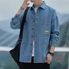 デニムシャツ メンズ 長袖シャツ トップス  カジュアルシャツ 開襟シャツ ビジネス 長袖 カジュアル ビジネス 新作 上品 お洒落qcwyage02