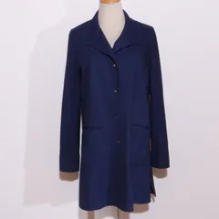 ★美品★ HIROKO BIS ヒロコビス コート 長袖 無地 ステンカラー  ネイビー 送料無料 古着 レディースのサムネイル