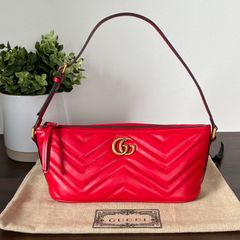 [新品]GUCCI グッチ GGマーモント ミニショルダーバッグ   ハンド レザー 739166 赤 レッド レディース