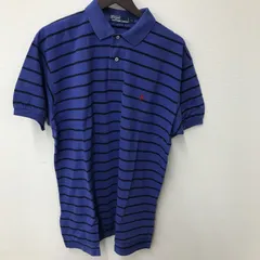 M9088 Polo By Ralph Lauren ポロ ラルフローレン 半袖 ポロシャツ XLサイズ ブルー/ブラック ボーダー コットン メンズ