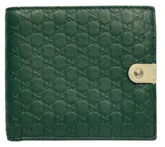 グッチ 財布 二つ折り メンズ レザー コンパクト コインケースあり グリーン ネイビー 紺 緑 365478 GG マイクログッチシマ GUCCI