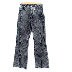 ページボーイ PAGE BOY デニムパンツ ジーンズ フレアパンツ ロング丈 スリット カットオフ 25S グレー /HO18