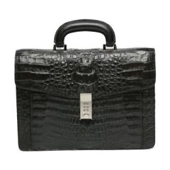 カイマンクロコダイル 3678 クロコ カイマン ワニ セカンドバッグ CAIMAN CROCODILE ブラック