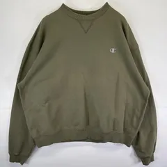 古着 チャンピオン Champion スウェット トレーナー クルーネック ワンポイントロゴ 大きいサイズ 前V 2XL  グリーン系 メンズ