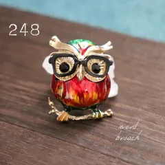 つやつやフクロウのブローチ 梟鳥 かわいい 動物 アニマル 新品 鳥 生き物 カジュアル コサージュ 未使用 NerD