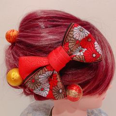 よさこい髪飾り☆結婚式髪飾り☆卒業式髪飾り☆御神輿☆お祭り髪飾り☆畳縁リボン☆夏祭り☆お揃い☆浴衣ヘア☆リボン