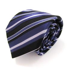 メイル&コー ブランド ネクタイ シルク ストライプ柄 ライン柄 メンズ ネイビー MALE & Co 【中古】