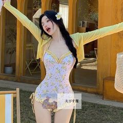 水着 レディース ワンピース水着 体型カバー 2点セット モノキニ カーディガン ママ水着 10代 20代 30代 40代 大人 女子 おしゃれ 花柄 リボン 海 ビーチ yongy07