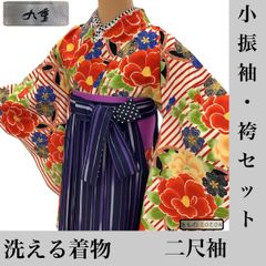 s-3098   小振袖・袴（L）セット   二尺袖    洗える着物    ポリエステル    マーキュリーデュオ   卒業式    O.R