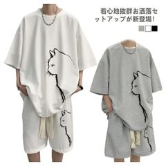 Tシャツ セットアップ  春 夏 ハーフパンツ 上下セット ロゴ Tシャツ 秋 半袖  部屋着 薄手 ワッフル ルームウェア ショートパンツ ワンマイルウェア カジュアル ポケット ゆったり 大きいサイズ  hyuxz12