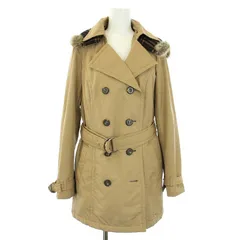 バーバリーブルーレーベル BURBERRY BLUE LABEL 中綿ジャケット アウター フード ミドル丈 ロング 38 M ベージュ /TK ▲H ■GY09