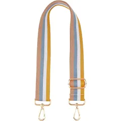 【人気商品】ストライプ おしゃれ バッグベルト 単品 上質なベルト ピンク/グレー/ホワイト/イエロー 気分転換に ショルダーバッグ用 補修 明るい金色のクラスプ 交換ベルト 長さ調節可能 帆布 幅3.8cm 長さ72~130cm ショルダーベルト ショルダー