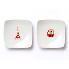 ドット絵 豆皿・小皿・箸置き2種類セット （東京タワー、だるま） 大図まことデザイン The Porcelains （ザ・ポーセリンズ）