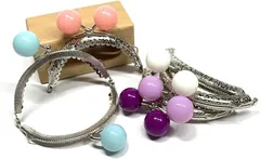 and.A がま口 8.5cm 丸型 5個セット 口金 あめ玉 シルバー ハンドメイド リメイク バッグ ポーチ 材料 DIY(MIX-A,  8.5)