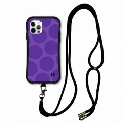 [iPhone15 Plus] スマホショルダー付 iPhone16 Pro i-coronケース アイフォン 14 13 12 XS XR XS Max スマホケース ショルダー タイプ 側面保護 耐衝撃  水玉 パープル かわいい