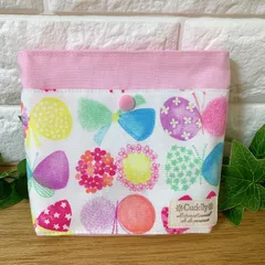 ちょうちょ&リボン　かわいいフタなし移動ポケット