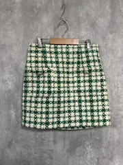 ZARA ザラ 千鳥柄 ミニ スカート sizeS/白×緑 ◆■ メンズ