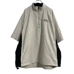 adidas 半袖 ナイロン ジャケット プルオーバー L ベージュ 黒 アディダス ハーフジップ 古着卸 アメリカ仕入 a609-7115