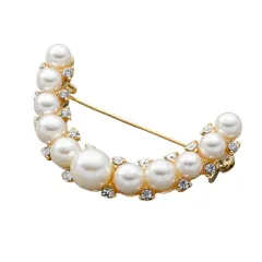 【ゴールド×ワンサイズ】[Cream dot. クリームドット公式] ブローチ フォーマル 卒業式 卒園式 入学式 入園式 ママ スーツ ピン パール ビジュー 三日月 クレッセント 小さめ ミニ コサージュ 華やか 上品 大人 