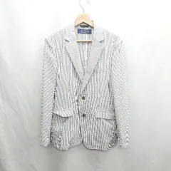 ◇ ⊂ nano universe ナノ ユニバース ストライプ柄 長袖 ジャケット サイズ表記なし グレー　ホワイト レディース E  【1501230027663】
