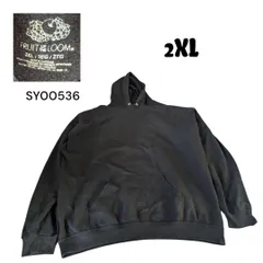 ビッグサイズ　フルーツオブザルーム　古着無地　スウェットパーカー2XLブラック SY00536