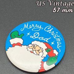 缶バッジ　ヴィンテージ　アメリカ　輸入 雑貨 『 メリークリスマス パパ サンタクロース 』 当時物　ビテージ　バッチ　ピンバッチ　※ メッセージ　ノベルティー　広告　レトロ　( BAT2689 )