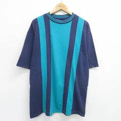 XL/古着 半袖 ビンテージ Tシャツ メンズ 00s ツートンカラー コットン クルーネック 紺 ネイビー 24jun17 中古
