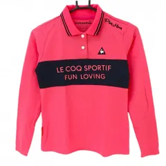 ★SALE価格★【超美品】ルコック 長袖ポロシャツ ピンク×黒 襟淵ライン ロゴプリント レディース M ゴルフウェア le coq sportif