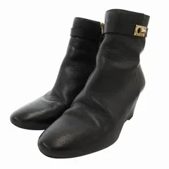 【FENDI】ロココ ニット ショートブーツ 24cm フェンディ ブーティ ロココ Leather ブラック | Fendi