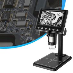 4.3インチ 液晶デジタル顕微鏡 1000x 1000倍 コイン顕微鏡 USB 拡大鏡付き ハイスタンド 子供用 はんだ付け 電子顕微鏡 拡大鏡 マイクロスコープ Windows対応 肌チェック 生物観察 部品チェック 実験 USB充電 新品 送料無料