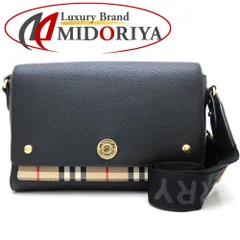 BURBERRY バーバリー ノートクロスショルダー ショルダーバッグ チェック柄 レザー ブラック/352509【中古】
