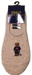 未使用 ポロ ラルフローレン フットカバー　ポロベア　ソックス　靴下　23-25cm　レディース ベージュ オーガニックコットン混 デニムミニベア かかと滑り止め付き 深履き カバーソックス POLO RALPH LAUREN