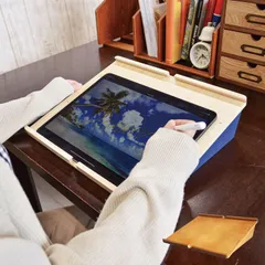 タブレット スタンド 卓上 2way タブレットテーブル タブレットスタンド スマホスタンド ブルー ブラウン 卓上ホルダー タブレット置き モニター台 iPadホルダー iPad 木製 テレワーク 学習 料理 会議 受付案内 在宅勤務のサムネイル