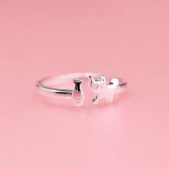 【リング】送料無料 S925 シルバー 925  猫リング 猫アクセサリー レディース 金属アレルギー対応  指輪 猫 調整可能 オシャレ 猫柄 可愛い 女子  キャット 猫雑貨 八千代 猫グッズ 千葉 cats