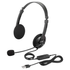 バッファロー BUFFALO 両耳ヘッドバンド式ヘッドセット USB接続 ブラック BSHSUH12BK