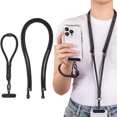 【新品】 [Jazolmky] 3IN1 スマホストラップ 斜めがけ 首掛け 肩掛け 紛失防止ロープ 全機種対応 携帯ストラップ 360°回転 7mm ナイロンロープ長さ調節可能 紛失・落下防止 嵌合可能で、簡単に組み立てられます スマホストラップ 手首  0