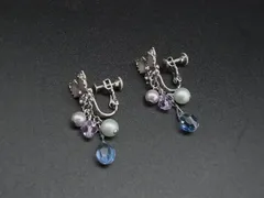 ■美品■ ANNASUI アナスイ バタフライ ネジ式 イヤリング アクセサリー レディース シルバー系×パープル系 DJ4554
