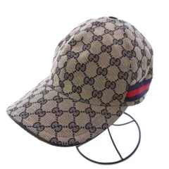 グッチ GUCCI ウェブ ストライプ付き GGキャンバス ベースボールキャップ L グレー 200035 /KH ■OH