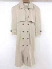 ◇ ◎ ruhot 肩パット入り 長袖 膝下丈 トレンチ ワンピース サイズ M ベージュ レディース E  【1303200005790】