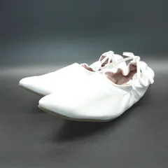 ◇ Launa lea ラウナレア ポインテッドトゥ 無地 リボン フラットパンプス サイズ24.5 ホワイト レディース E  【1309040001701】