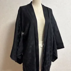 き121◯ 和服 羽織 コート 正絹 和装 着物 アンティーク 黒
