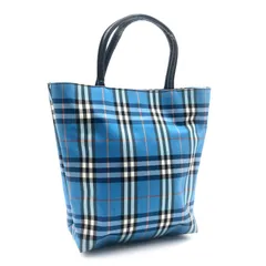 ■良品■BURBERRY LONDON バーバリーロンドン　  トートバッグ　バケツ型　バケット　キャンバス　ノバチェック　ブルー　シルバー金具　イタリア製
