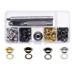 【在庫処分】カシメ 座金 ハトメ玉 革真鍮 スナップボタン DIY用品 120組 4色 服装・帽子・バッグ・靴など レザークラフト 6mm はとめパンチセット 手作り素材 両面ハトメ Wolfride