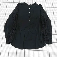 ◇ Θ nano universe ナノ ユニバース レース 刺繍 長袖 ブラウス サイズF ブラック系 レディース E  【1509180007704】