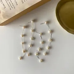 【5連淡水パールピアス/ イヤリング】S925 バロックパール ロングタイプ