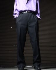 wide-straight wool blend slacks black WOOL blend ウール混 ワイド ストレート スラックス ノータック W36 黒 ブラック 90s 00s