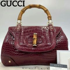 【美品・最高級】グッチ クロコダイル バンブー ハンドバッグ 希少色 定価３６０万円